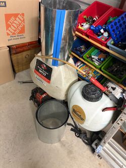 Pest control back packs and ladder