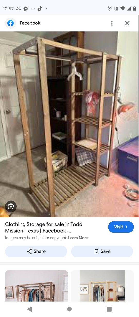 Wardrobe Garment Rack Closet Wood Shelves Shoes