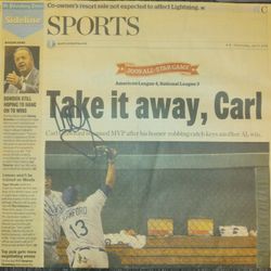 Signed Carl Crawford 2009 All Star Game Newspaper Tampa Bay Rays 