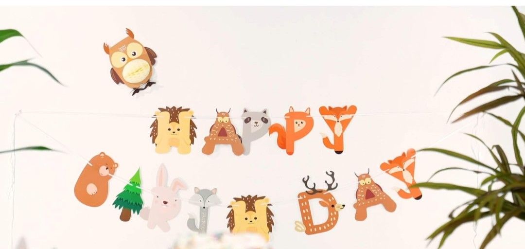 Woodland Happy Birthday Banner