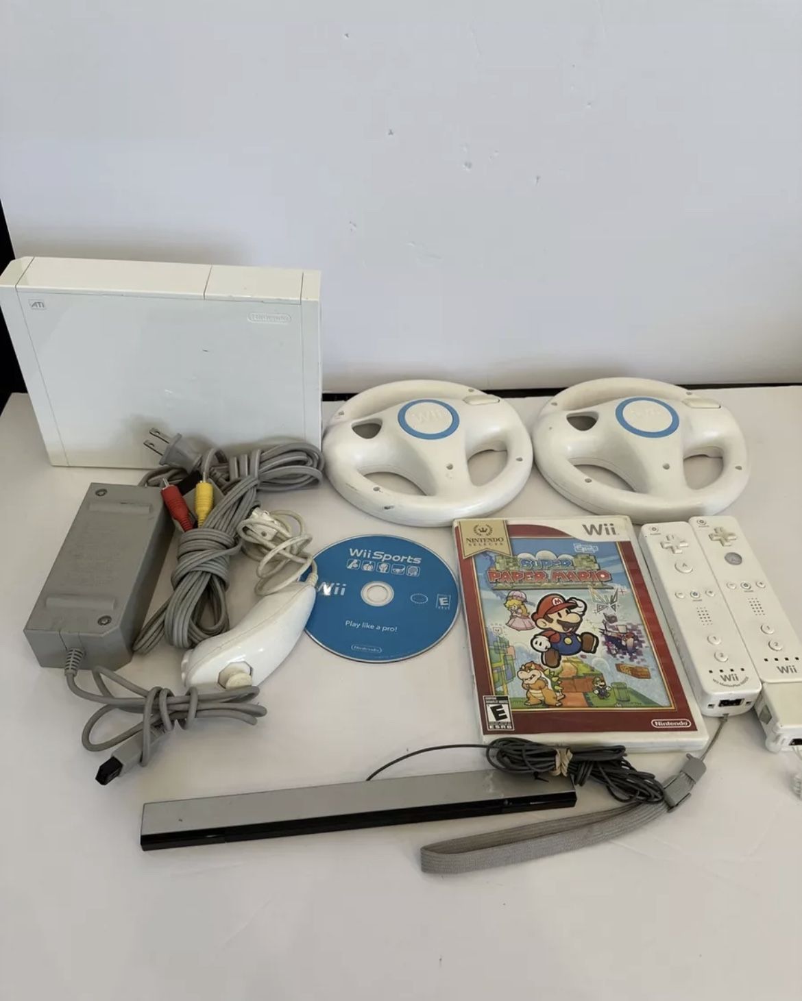 Wii Console Bundle With Wii Sports Mario And 2 Remotes One Missing Cover