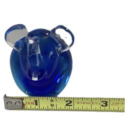 Murano Style Art Glass Elephant Figurine Blue, light blue & Clear Paperweight