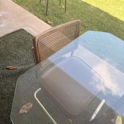 Vintage Glass Table & 2 Chairs 
