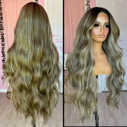 Human Hair Blended Lace Front Wig 
