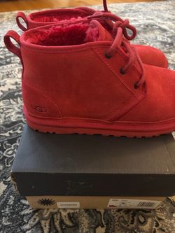 UGG Red Suede Lace-Up Ankle Boots Size 9