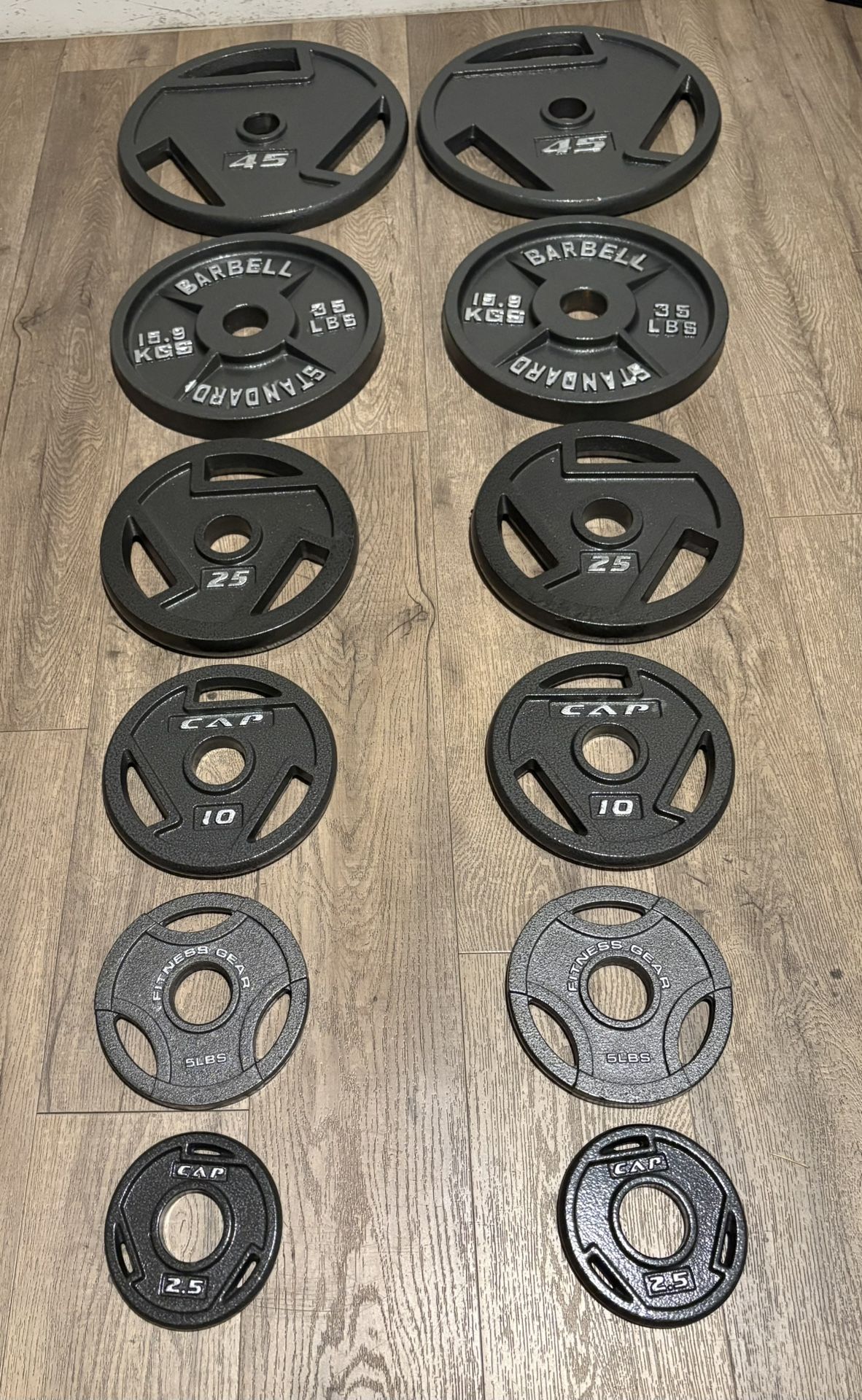 BRAND NEW Full Set Of Cast Iron Weight Plates  from 5s to 45s [Total: 245 lbs] 