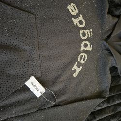 black web stone aop sp5der hoodie