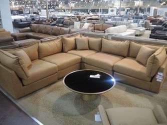 5-Piece Leather Sectional — Rutherford Home (Camel)