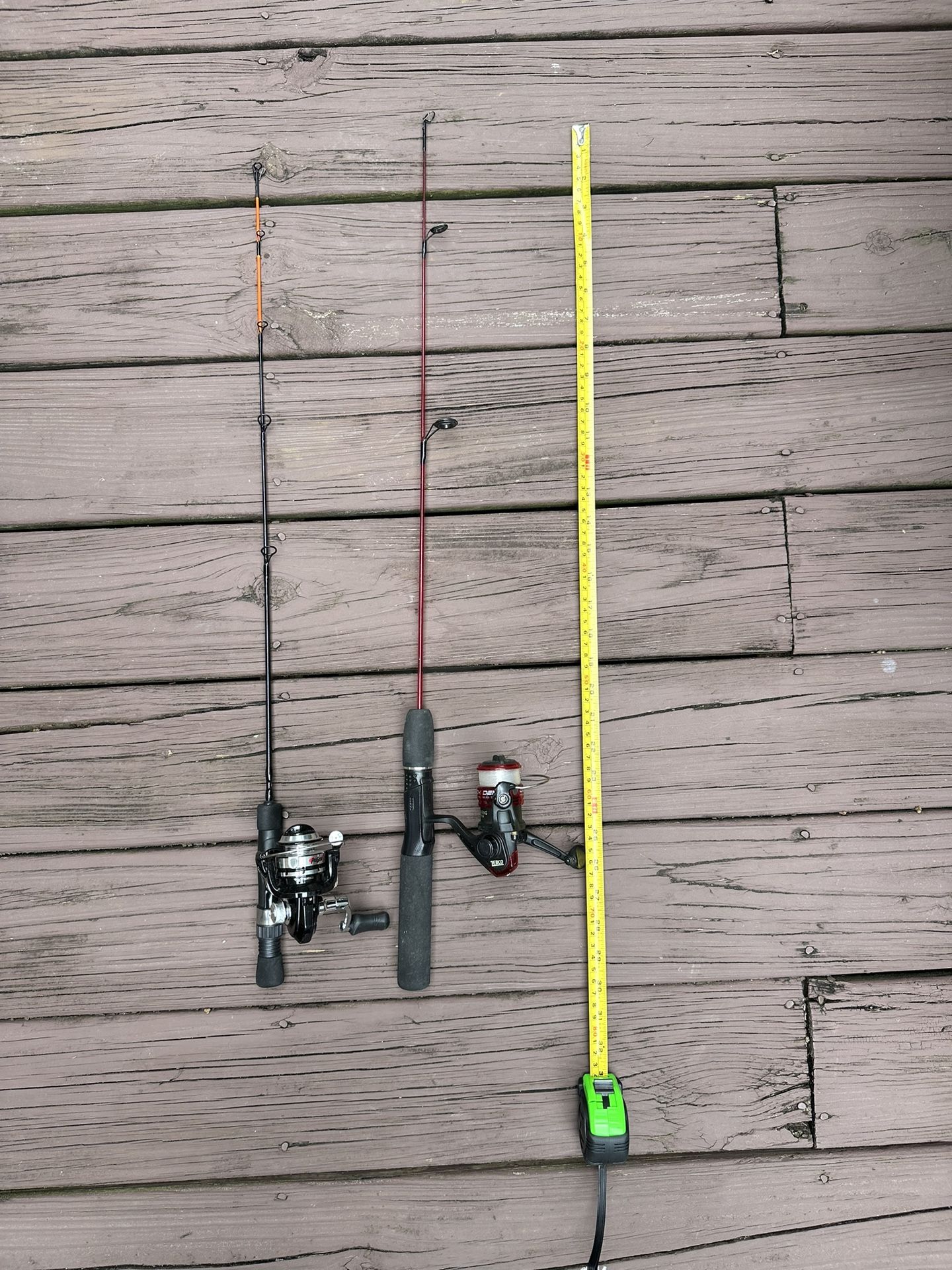 2 Zebco ‘ Bass Pro Dock kayaking Canoeing Small Fishing Rod And Reel Combos