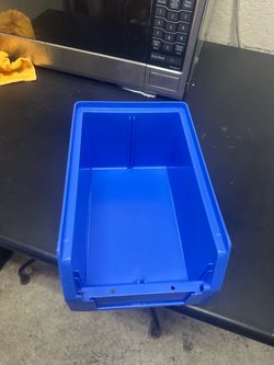 Blue Plastic Stackable Storage Bins Set of 3