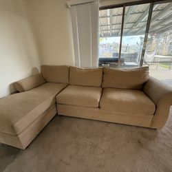 Pottery Barn Tan Sectional Sofa with Lounger