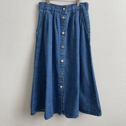 CHEROKEE Vintage 90s Jean Denim Button Up Front Prairie Ranch Vibes Midi Skirt