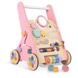 
Wooden Baby Walker with Wheels, Baby Push Walkers for Girls 6-12 Months, Push Toys 1 Year Old Girl Small Size
