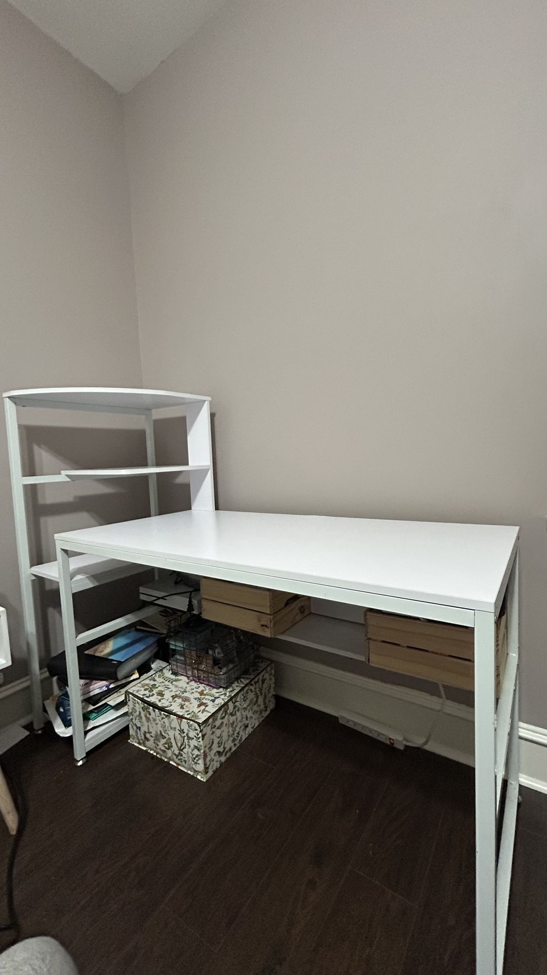 White Desk With Shelves