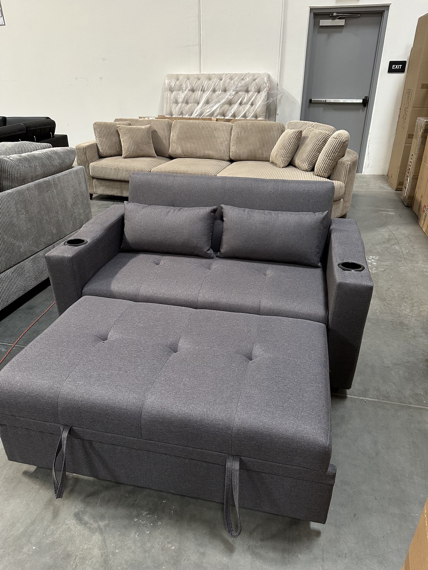 New! Comfortable Sofabed, Sleeper Sofa, Small Space Sofa With Pull-out Bed, Grey Sofa Couch, Grey Couch, Office Sofa, Bedroom Sofa, Studio Sofa Couch 