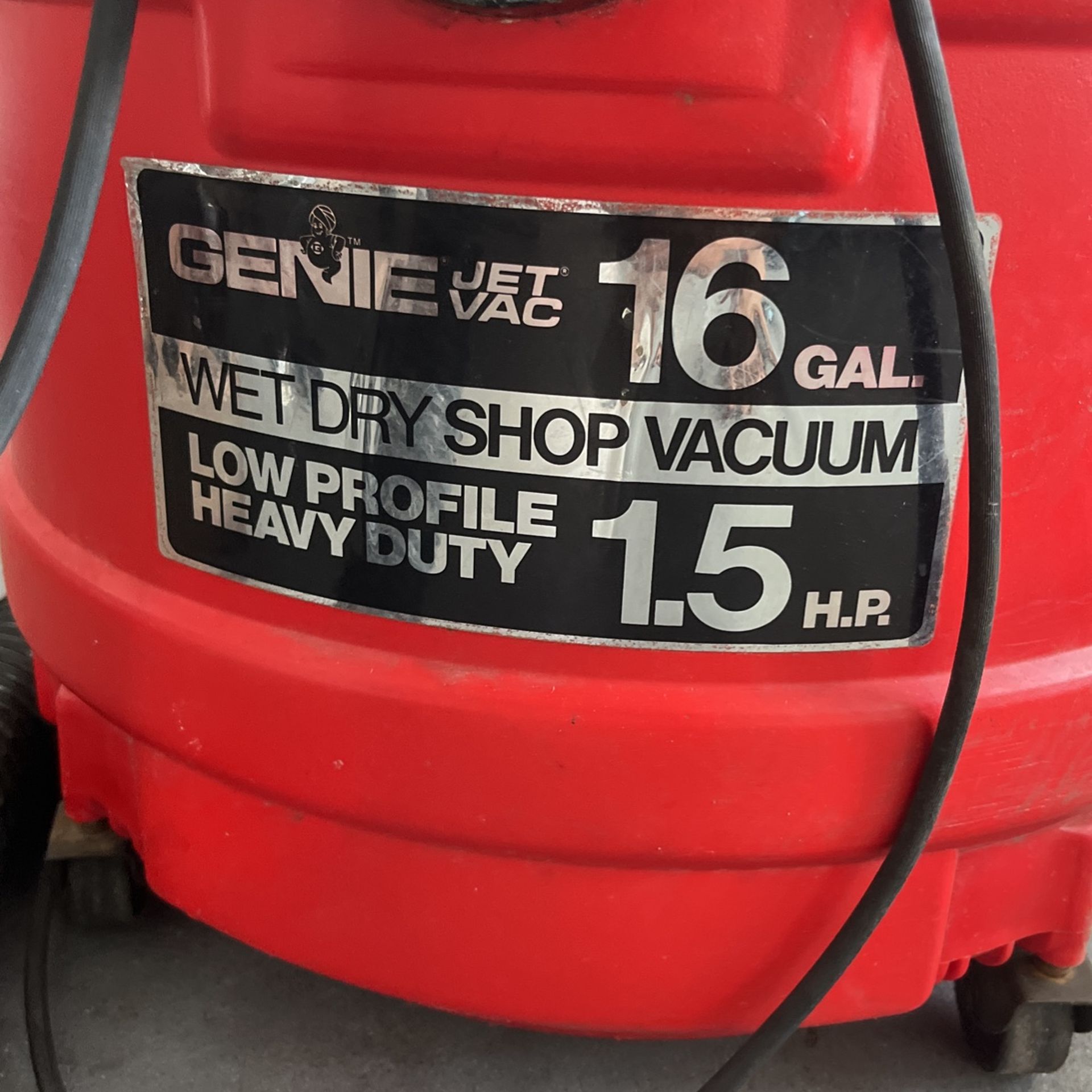 Genie Jet Vac 16 Gal 1.5 HP Heavy Duty 400pc