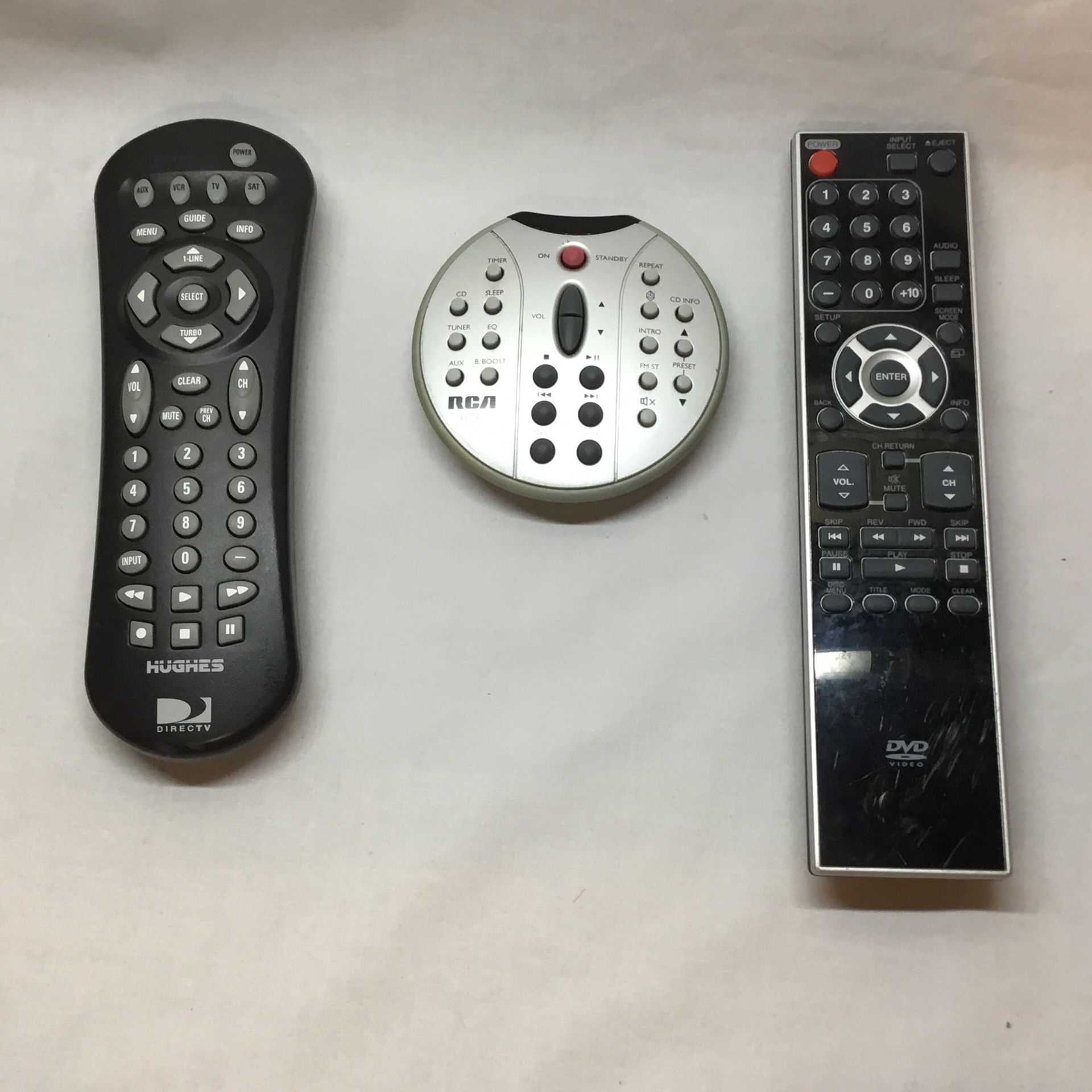 One RCA, NEC, & Hughes DirectTV remote controllers and lots more