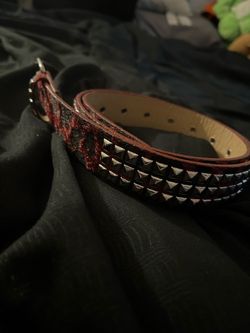 Emo Red leopard belt y2k