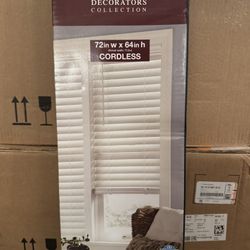 White Cordless Blinds 72x64in Premium Faux Wood *NEW*