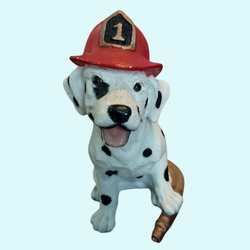 Dalmatian Firefighter, Dog Figurine Red Fire Helmet, Firehouse Decor