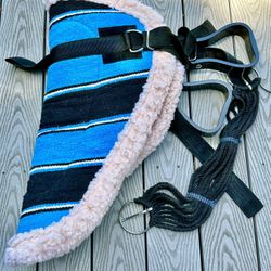 CHALLENGER Horse Western Treeless Fleece Padded Bareback Cotton Navajo Pad Stirrups