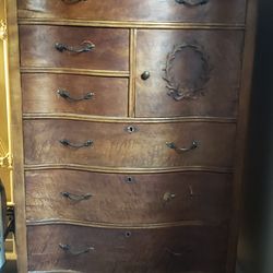 Antique Bird's Eye Maple "Highboy" Dresser - Early 1890s - 1930s