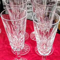 Vintage 1950s  Waterford  Crystal 6- Champagne Flutes