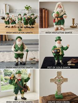 Possible Dreams Clothtique Irish Santa Figures & Celtic Cross Collection (Approx. 10”)see all photos