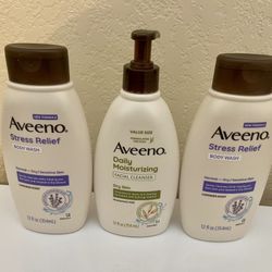 Aveeno Body Wash and Facial Cleanser Set Bundle