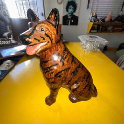 Vintage Hand-Painted German Shepherd Dog Decanter - Unique Ceramic Folk Art Barware