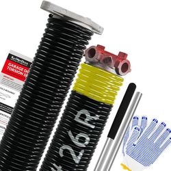 Pair of 1.75" Garage Door Torsion Springs Set with Non-Slip Winding Bars&Gloves, High Precision Electrophoresis Oil-Free Black Coated for Rep