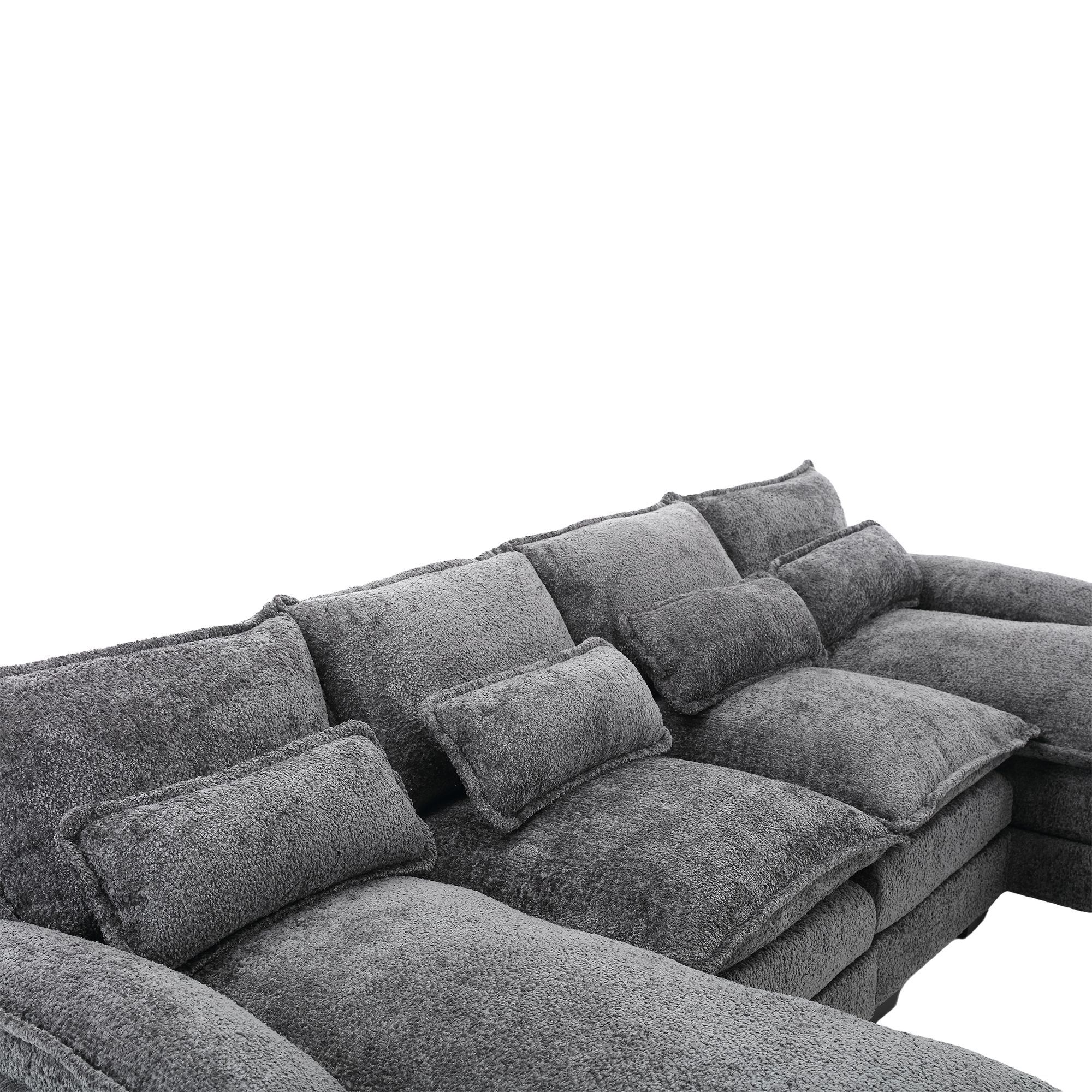 Modern Charcoal Gray Sectional Sofa – L-Shaped Couch with Chaise