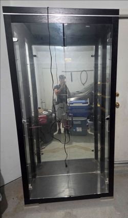 Black Glass Display Cabinet with Lighting
