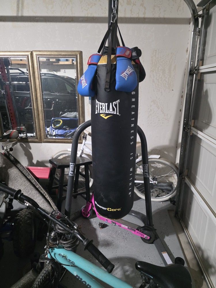 Punching Bag and 2 Sets Of Gloves
