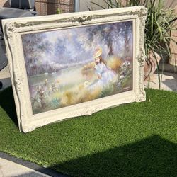 Framed Painting of Woman by Pond