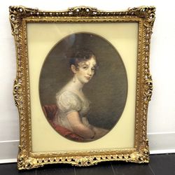 Vintage Thomas Sully “Miss Pearce” Print in Victorian Style Gilt Frame, 27”x23”