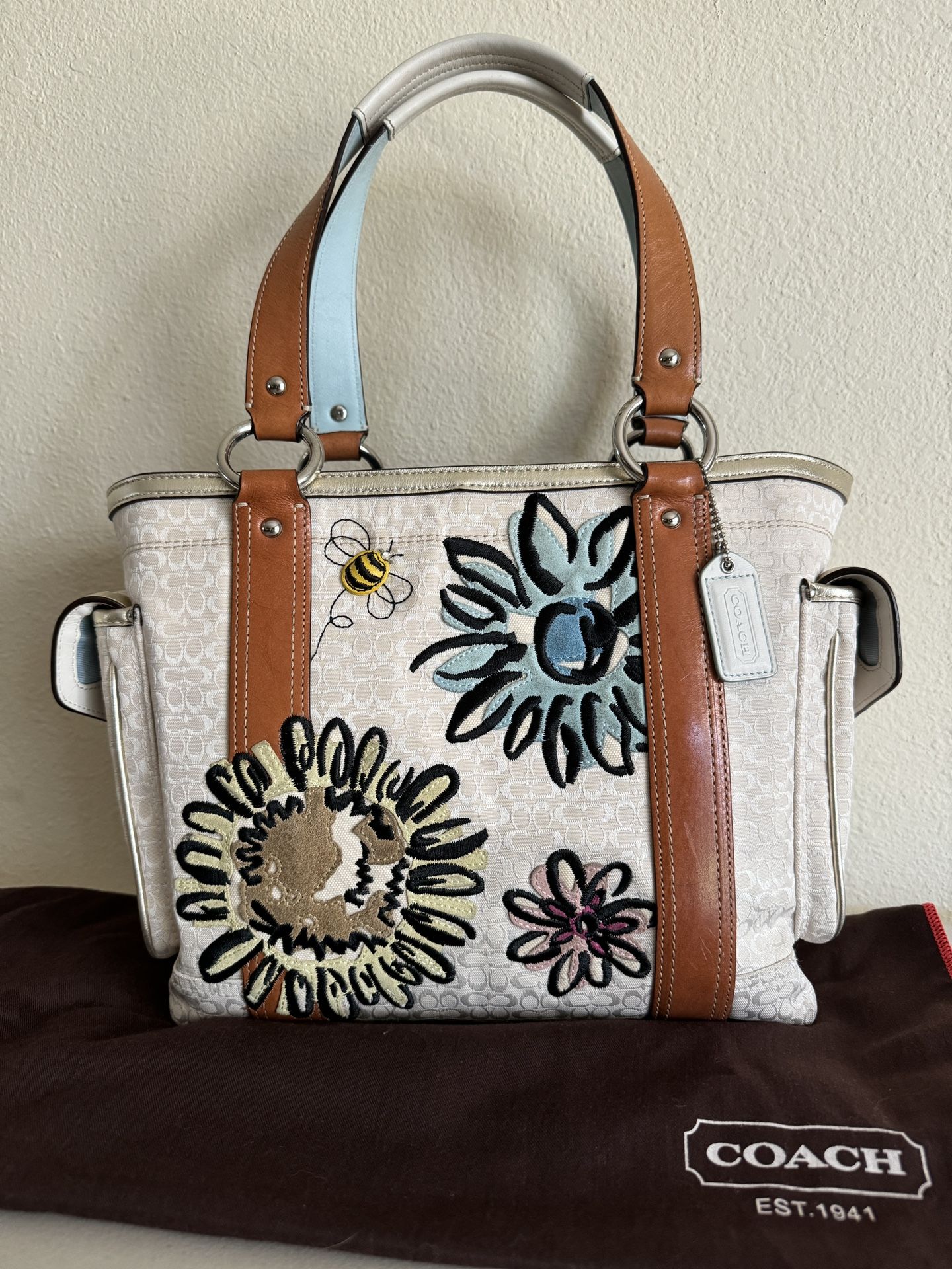 Rare Vintage Coach Bumblebee Tote/Bag w/Dustcover