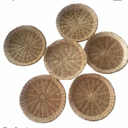 6 Wicker Rattan Plates 10” Diameter