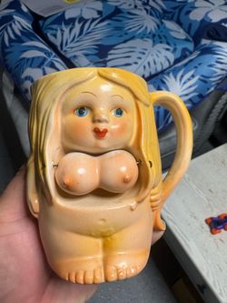 Vintage 70's Spencer's  Swinging Boobs Lady Mug