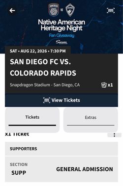 San Diego FC vs Colorado Rapids MLS Ticket