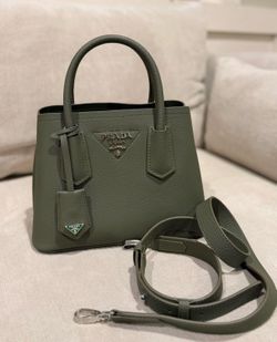 Prada Small Leather Tote – Olive Green