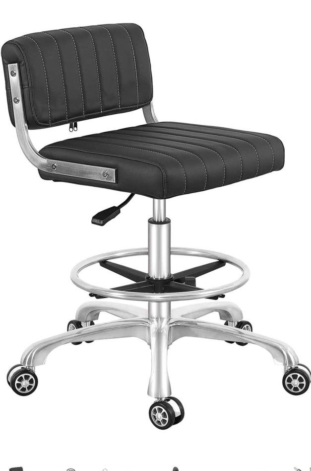 NEW!Rolling Swivel Drafting Chair Adjustable Heavy Duty Lumbar Support Task Chair For Home Desk