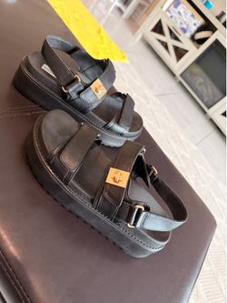 Steve Madden Black Platform Strappy Sandals Hook & Loop Adjustable Ankle US 8