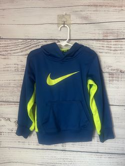 Nike Blue therma-fit  Hoodie with Neon Green Swoosh and Accents size 4