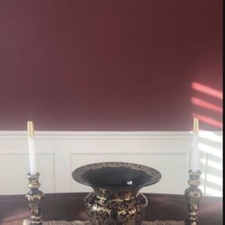 Heavy antique Vase with candle holders and candles