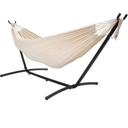 Lazy Daze Hammocks Double Hammock with 9ft Space-Saving Steel Stand Includes Portable Carrying Case, 450 Pounds Capacity (Natural)

