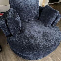 Polyester Swivel Arm Chair Navy Brand New 