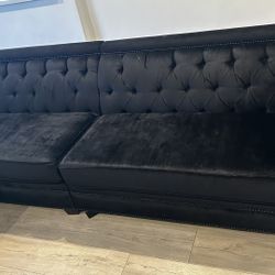 Black Sectional Velvet Couch