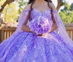 Purple Butterfly Quince Dress