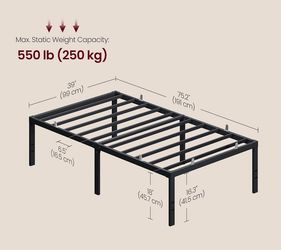 Vasagle Metal Bed Frame 18" Height Heavy-Duty 1100lbs Weight Capacity Black - Twin Size